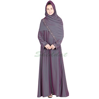 Embroidered Abaya - Dolphin colored